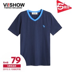 Viishow2015 new short sleeve summer t-shirt Europe contracted male v neck short sleeve cotton bottoming shirt short sleeves