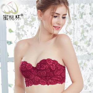 蜜桃杯无肩带聚拢文胸 胸贴婚纱聚拢礼服抹胸罩防下滑隐形文胸