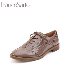 Franco Sarto16秋冬新品复古英伦风单鞋圆头系带亮面深口鞋C01H2