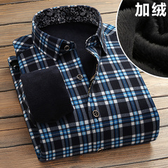 天天特价冬季男士加绒加厚保暖衬衫修身保暖衬衣格子品质一体绒P