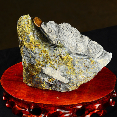 金石雕刻 《金蟾》 稀有原生态金石摆件54