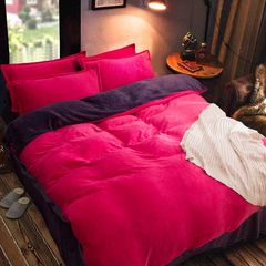 纯色韩版珊瑚绒四件套加厚冬季法兰绒法莱绒保暖1.8m床单式床上