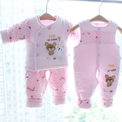 婴儿棉衣三件套新生儿棉袄冬季宝宝衣服纯棉加厚冬装外出服0-3-6