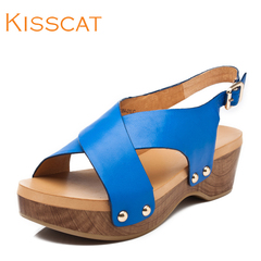 KISSCAT kissing the cat in summer and comfortable women's shoes leather women sandal