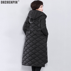 Dkchenpin羽绒服女中长款加厚保暖2016冬装新款宽松连帽长款外套
