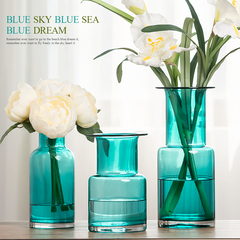 现代简约创意透明玻璃花瓶摆件时尚客厅餐桌卧室装饰仿真插花摆设