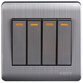 厂家直销深空灰暗装墙壁开关插座特价包邮四开双控