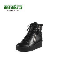 And treated by 2015 winter leather women's high shoes zipper Velcro Sneakers Shoes tide 0460122