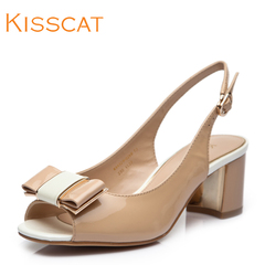 KISSCAT leather bow peep toes kissing cat summer Princess with OLK44329-02 women Sandals 1