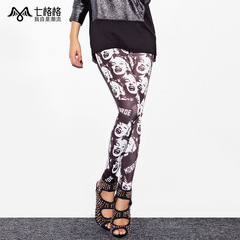 Retro characters printed feet seven space space OTHERMIX pants slim thin wearing footless tights