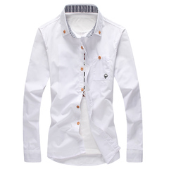蜥蜴保罗青少年长袖衬衫男修身大码男衣服韩版西装衬衣白色打底衫