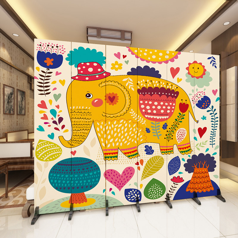欧式屏风隔断时尚幼儿园卡通可爱简约现代折屏折叠布艺客厅卧室