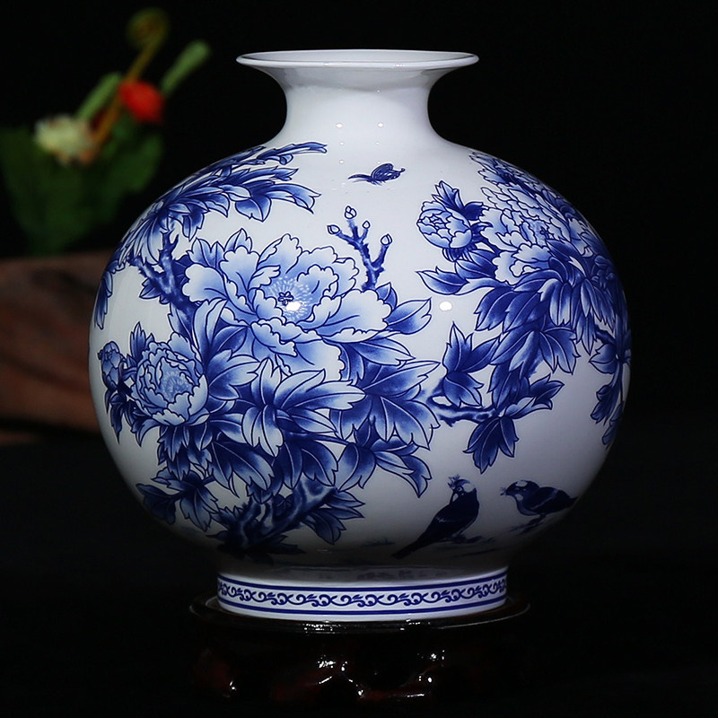 景德镇陶瓷器插花瓶骨瓷釉中彩简约客厅摆件现代装饰品家居礼品