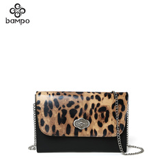 Banpo leather wallet 2015 market with the first layer of leather large zip around wallet purse trend Leopard chain shoulder bag