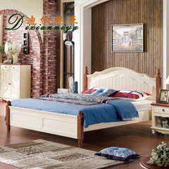 迪仙妮亚 美式乡村实木床 双人1.8米白色主卧婚床 地中海风格家具