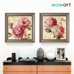 Wowart 红玫瑰花美式画客厅装饰画欧式玄关油画壁画卧室床头挂画