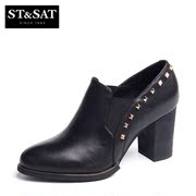 St&Sat/Saturday 2015 fall/winter new style leather rivet head thick high heel women's shoes SS53116755