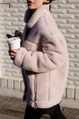BEYONDIF冬新款定制短款羊羔毛棉服外套麂皮毛一体棉衣棉袄女上衣