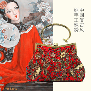 gucci包9982 新款復古中國風手工珠繡包 手提包結婚包新娘包旗袍包口金包女包 gucci包包22