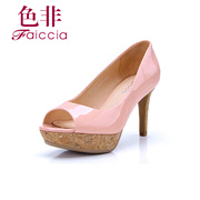 Non genuine new counters and elegant minimalist wood fish mouth high heels shoes WGA6A1103A