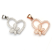 Hairy girl DIY jewelry materials accessories micro pendant micro-silver heart-shaped accessory pendant inlaid diamond