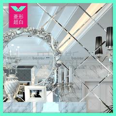 透亮实5mm超白银镜艺术玻璃电视餐厅背景墙简欧客厅菱正方形拼镜