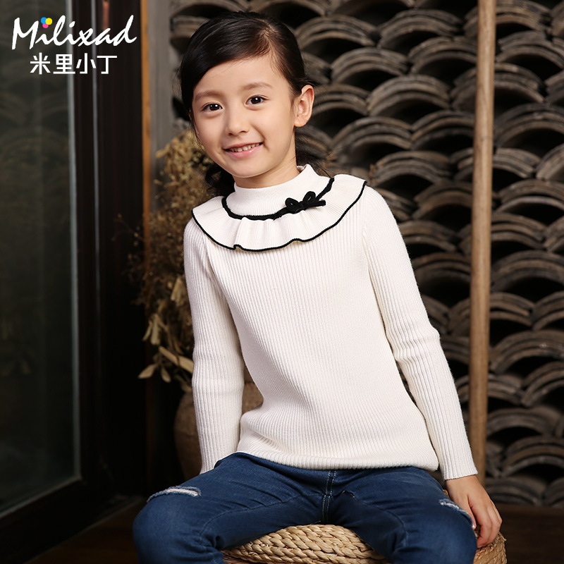 女童毛衣套头童装冬装2016新款韩版儿童打底衫可爱女孩纯色针织衫产品展示图1