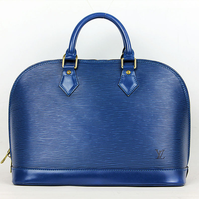 【中古】8.5成新 lv路易威登蓝色水波纹小号alma女士手提包