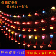 水晶发光小红灯笼春节新年 彩灯闪灯串灯带电灯笼串装饰用品