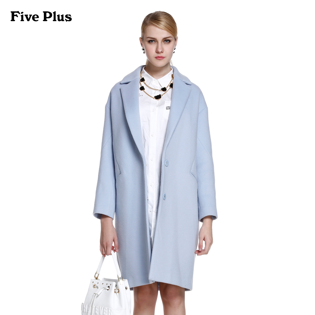 Five Plus新女春装纯色宽松中长羊毛呢西装款外套2HL1341110产品展示图4