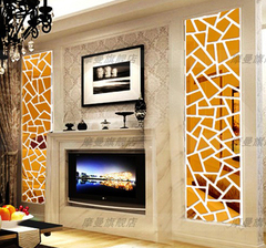 Y91立体镜面墙贴 新款冰花格拼图客厅餐厅电视大型背景墙 扩大空