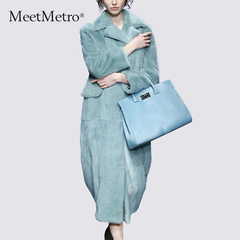 MeetMetro欧美2016秋冬季毛呢外套女中长款加厚保暖宽松呢子大衣