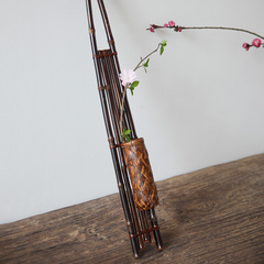 【梧】紫竹花入 壁挂式花器 竹编花器 日式竹花器 插花花器