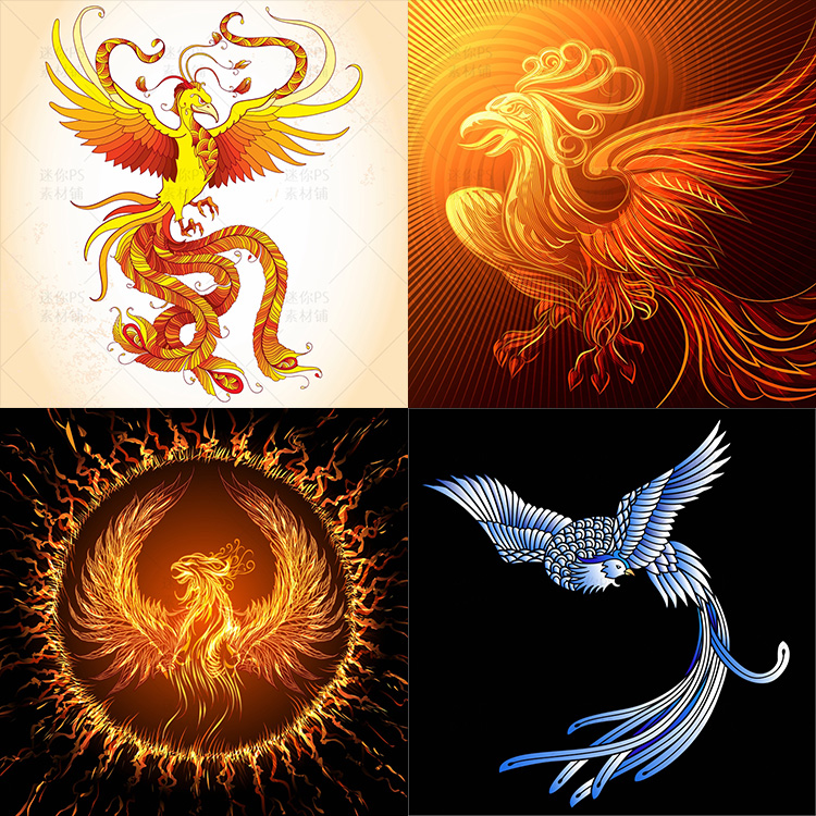 287号火凤凰涅槃浴火重生中国传统图腾图案背景eps矢量设计素材