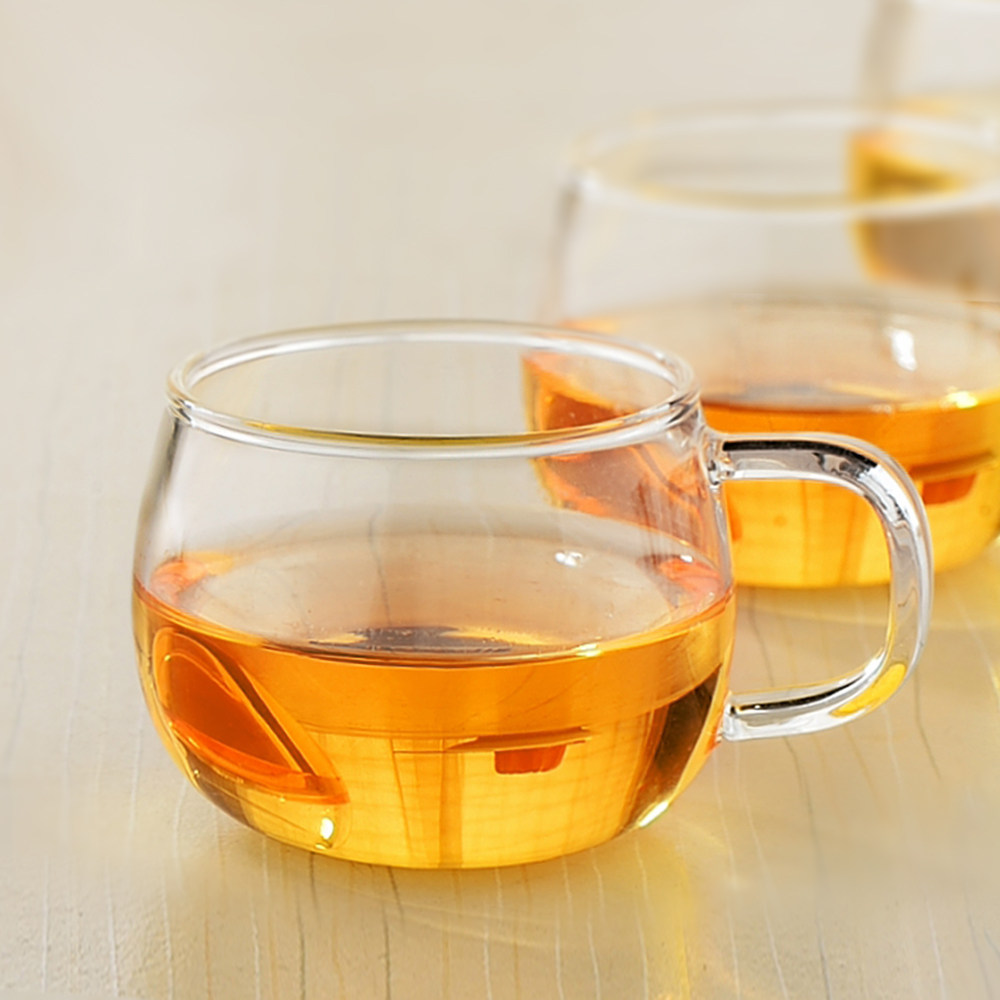 carewell 花茶杯透明玻璃水杯带把 耐热咖啡个人大杯子 150ml加厚