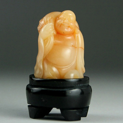 寿山石 白田黄石10.9克《弥勒》摆件 通透 精品难得