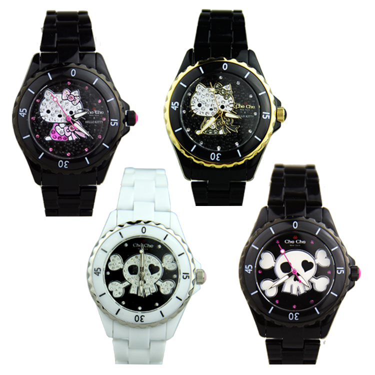 Hong Kong Special shop CheCheNewYork HelloKitty lovely Skull Hello Kitty Crystal Watchin the Wristwatch , Watch category - from Buy2taobao.com to provide professional Taobao agent buy service