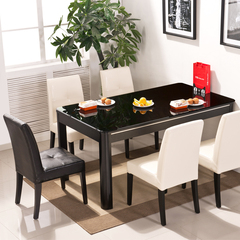 帝阁丽庭 钢化玻璃餐桌简约现代餐桌椅组合6人4人小户型饭桌客厅