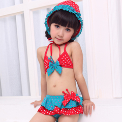 韩国儿童泳衣可爱女童婴幼儿宝宝分体连体比基尼游泳衣配泳帽