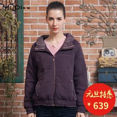 牧迪冬装新品棉衣外套女百搭棉麻短款棉服女M3482811