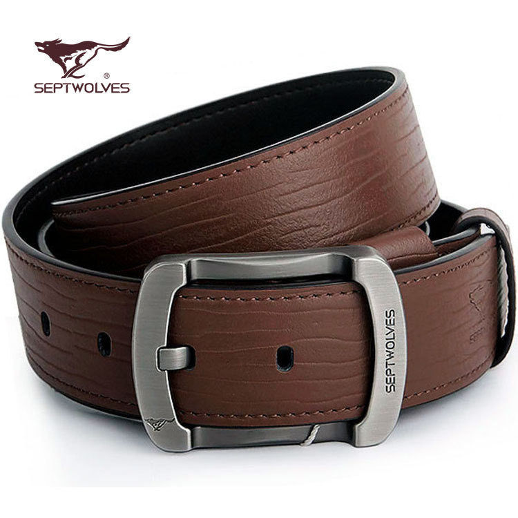 七匹狼皮带男士真皮正品名牌牛皮腰带 男韩版针扣百搭男式裤带潮