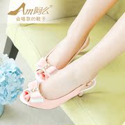 New sweet bow on the 2015 summer fashion elegant fish mouth high heels comfortable high heels