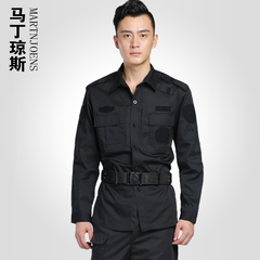 户外作训服黑色短袖衬衫春秋套装防静电工作服物业保安服夏装衬衣