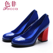 Autumn new counter non genuine patent leather round head light crude with high heels shoes WHC6A6707A