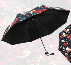 花朵超轻遮阳伞晴雨伞女太阳伞黑胶折叠防晒防紫外线遮阳伞雨伞
