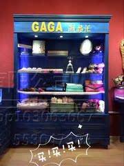 新款复古做旧实木化妆品货架包包展示柜鞋子展柜工艺品柜饰品高柜