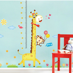 可移除玻璃贴儿童创意可爱长颈鹿身高贴纸幼儿园童房卡通墙贴包邮