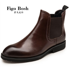 轻奢定制品牌Figobosh  新款英伦尖头男士短筒真皮时尚切尔西靴