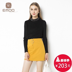 Emoo杨门女装2016冬季新品纯色长袖套头圆领针织衫毛衫54T017346