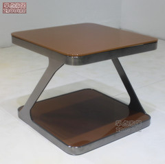 不锈钢玻璃角几边几现代简约欧式创意金属高档方形沙发边几小桌子